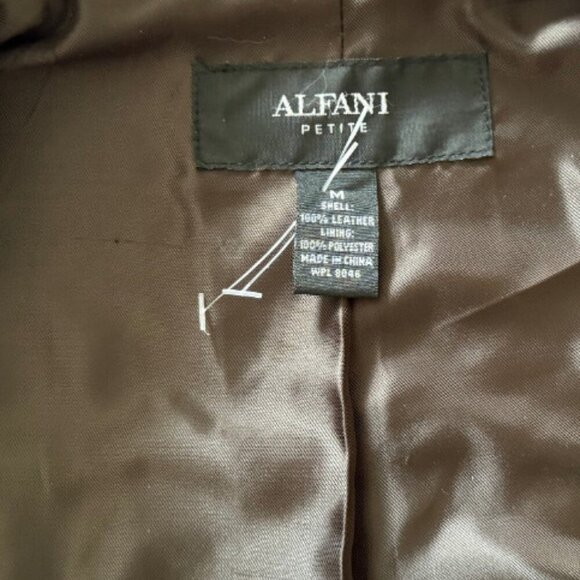 Alfani Genuine Leather Suede Chocolate Brown Tapered Fit Zip Up Blazer Jacket - Picture 9 of 11